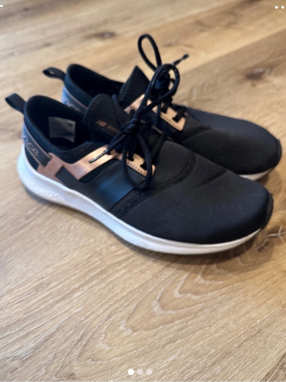 New Balance Women's Black with Rose Gold Accent Athletic Slip-On Sneakers